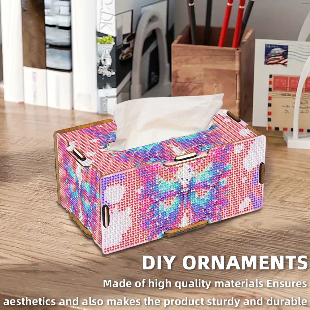 Diamond Painting Tissue Box Kits Decorative Rhinestone Craft Kit (Butterfly)