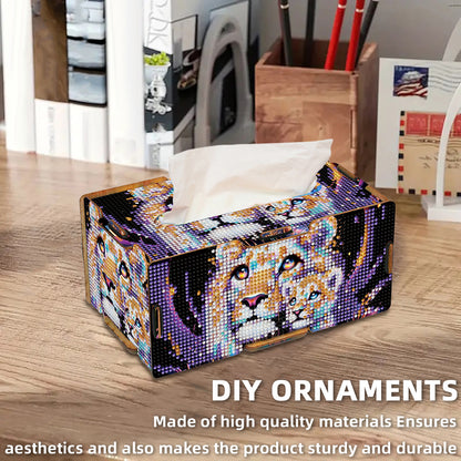Diamond Painting Tissue Box Kits Decorative Rhinestone Craft Kit (Lion)