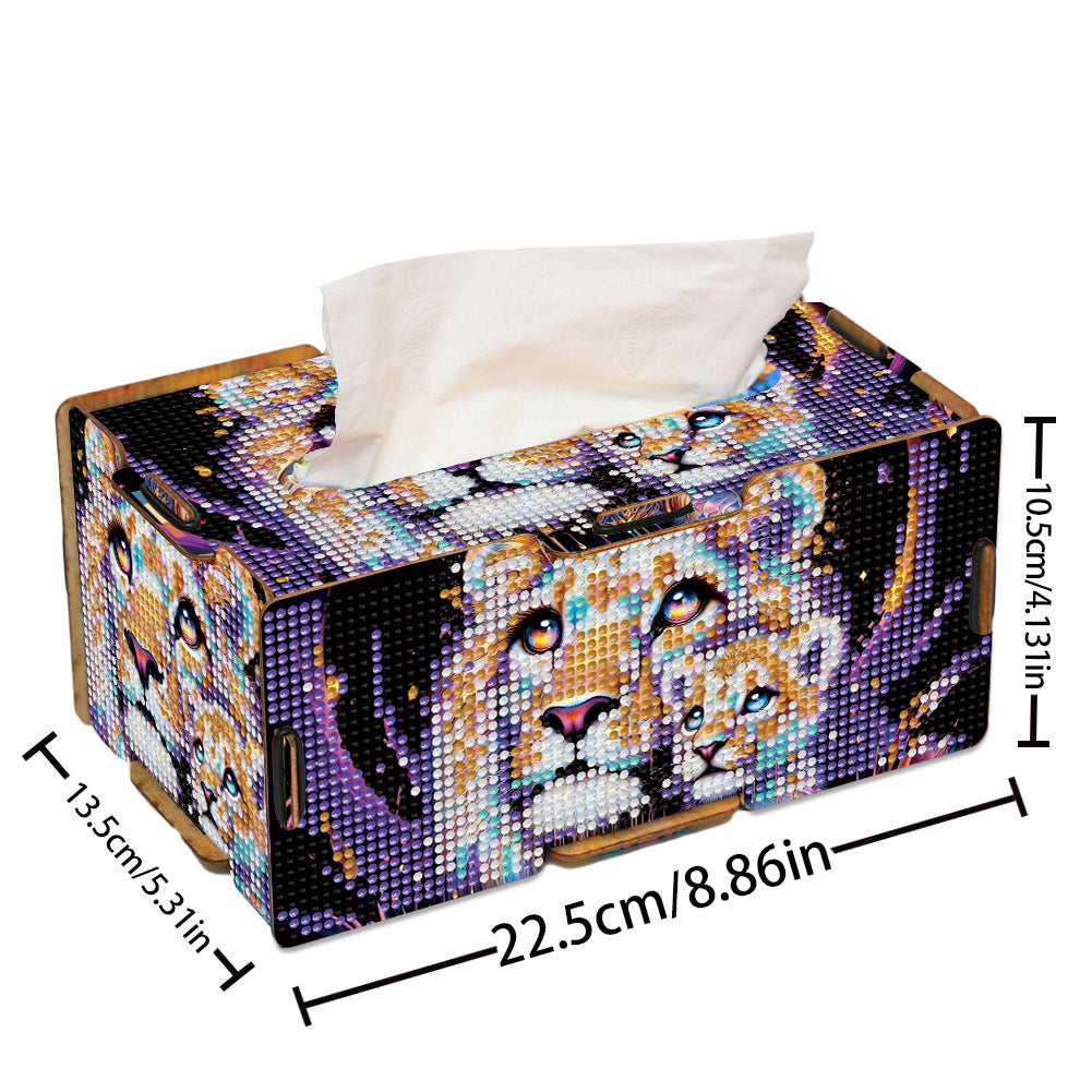 Diamond Painting Tissue Box Kits Decorative Rhinestone Craft Kit (Lion)