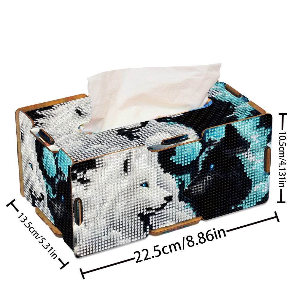Diamond Painting Tissue Box Kits Decorative Rhinestone Craft Kit (Wolf)