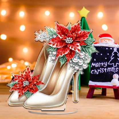 2D Flat Xmas High Heels DIY Acrylic Desktop Diamond Art Kits for Adults Beginner