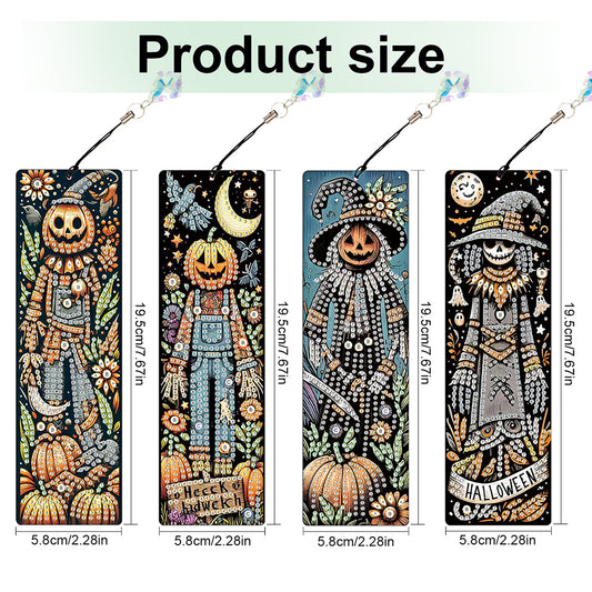 4Pcs Halloween Themed DIY Diamond Painting Bookmark for Reading Enthusiasts