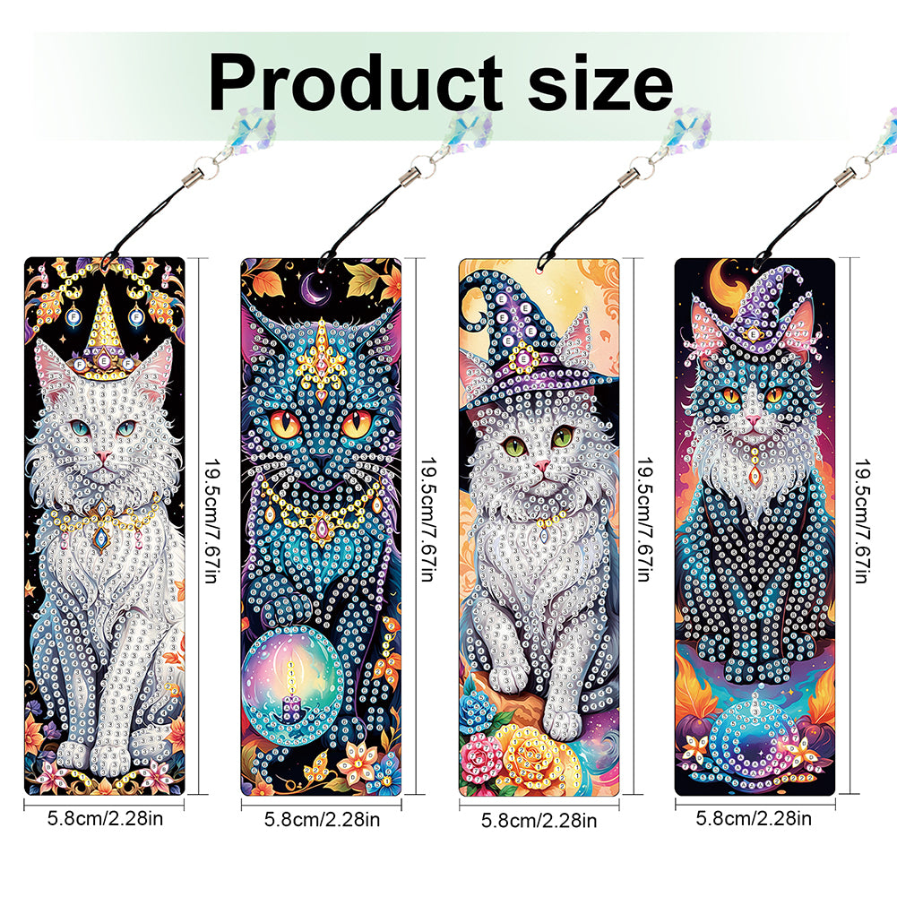 4Pcs Halloween Themed DIY Diamond Painting Bookmark for Reading Enthusiasts