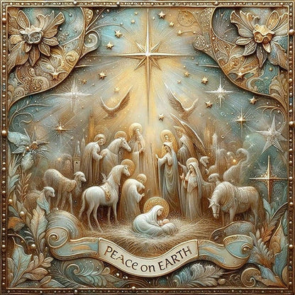 Nativity Cross-Stitch Character Kit - 14CT Stamped Cross Stitch 40*40CM