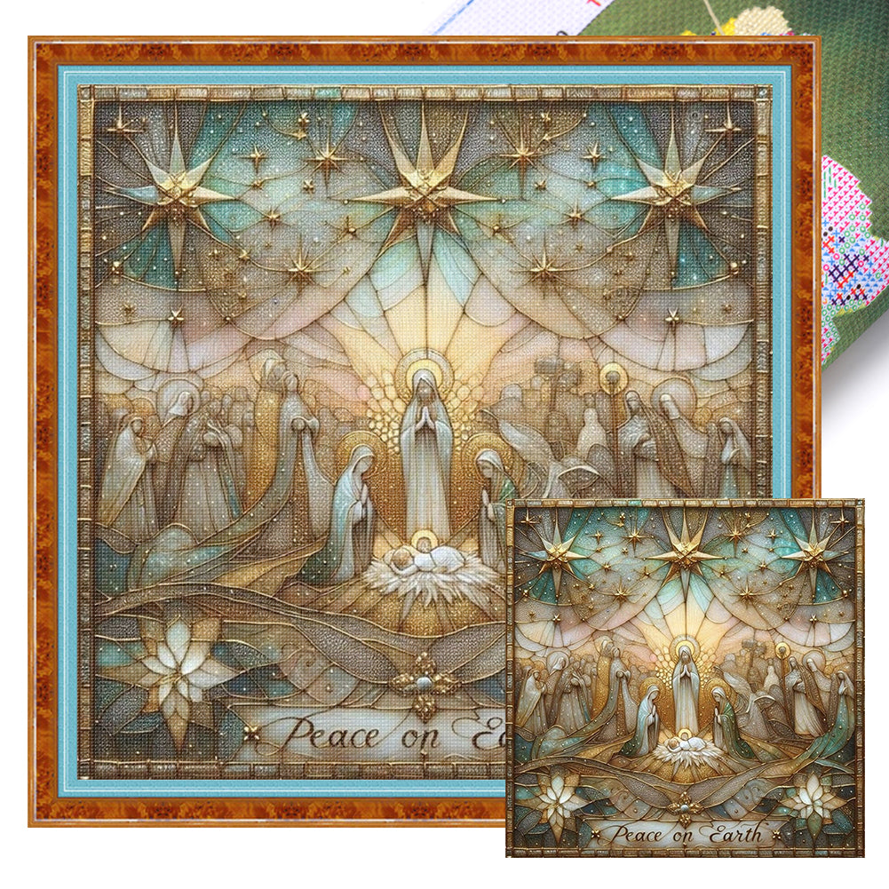 Nativity Cross-Stitch Character Kit - 14CT Stamped Cross Stitch 40*40CM