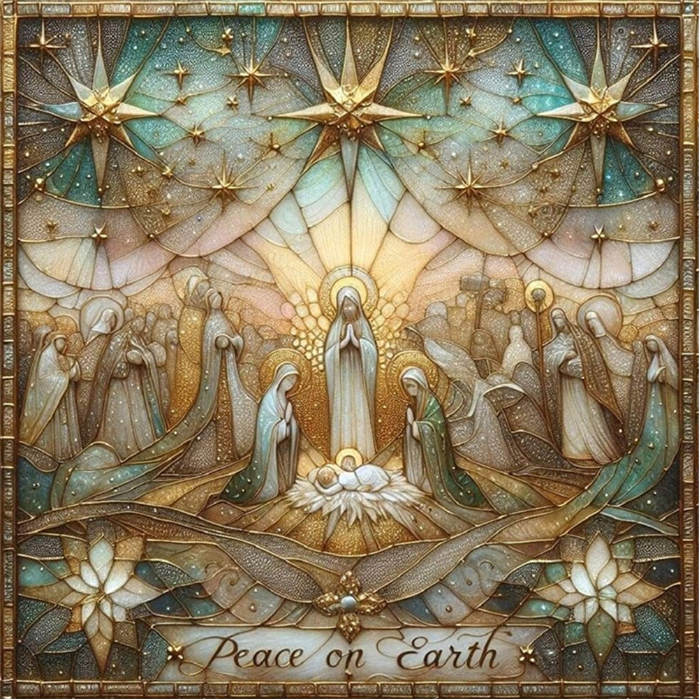 Nativity Cross-Stitch Character Kit - 14CT Stamped Cross Stitch 40*40CM