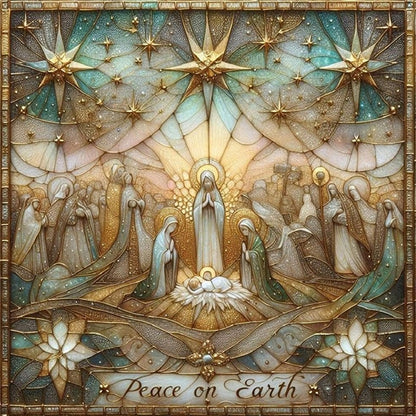 Nativity Cross-Stitch Character Kit - 14CT Stamped Cross Stitch 40*40CM