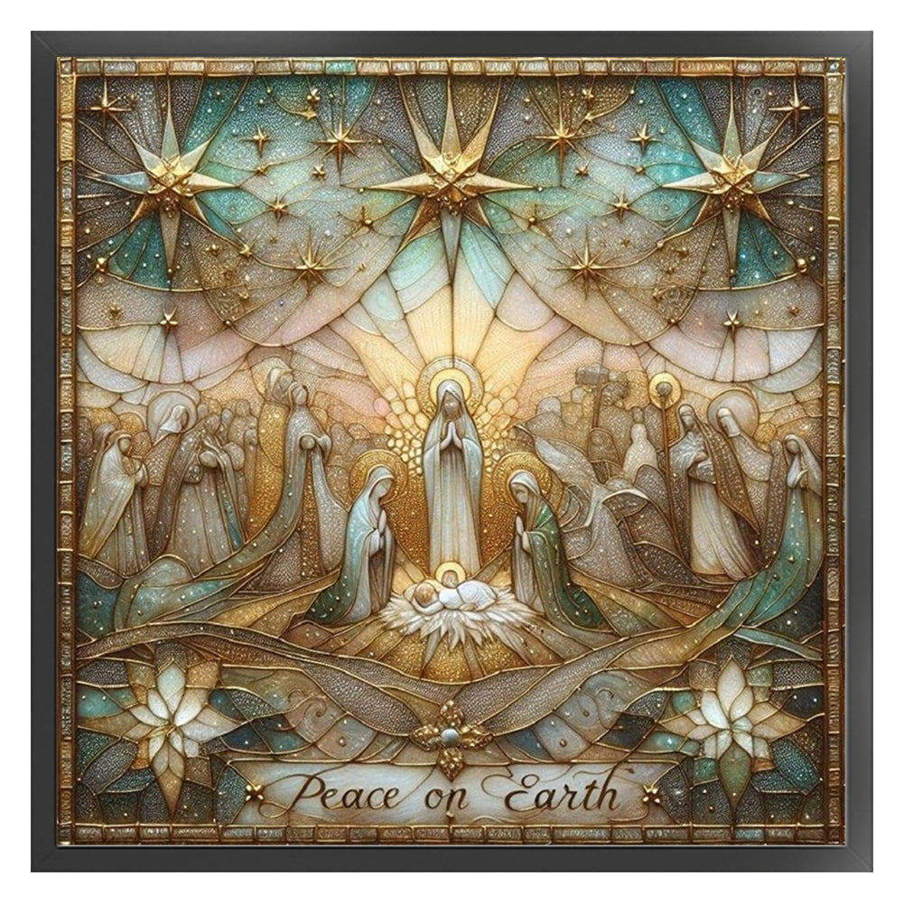 Nativity Cross-Stitch Character Kit - 14CT Stamped Cross Stitch 40*40CM