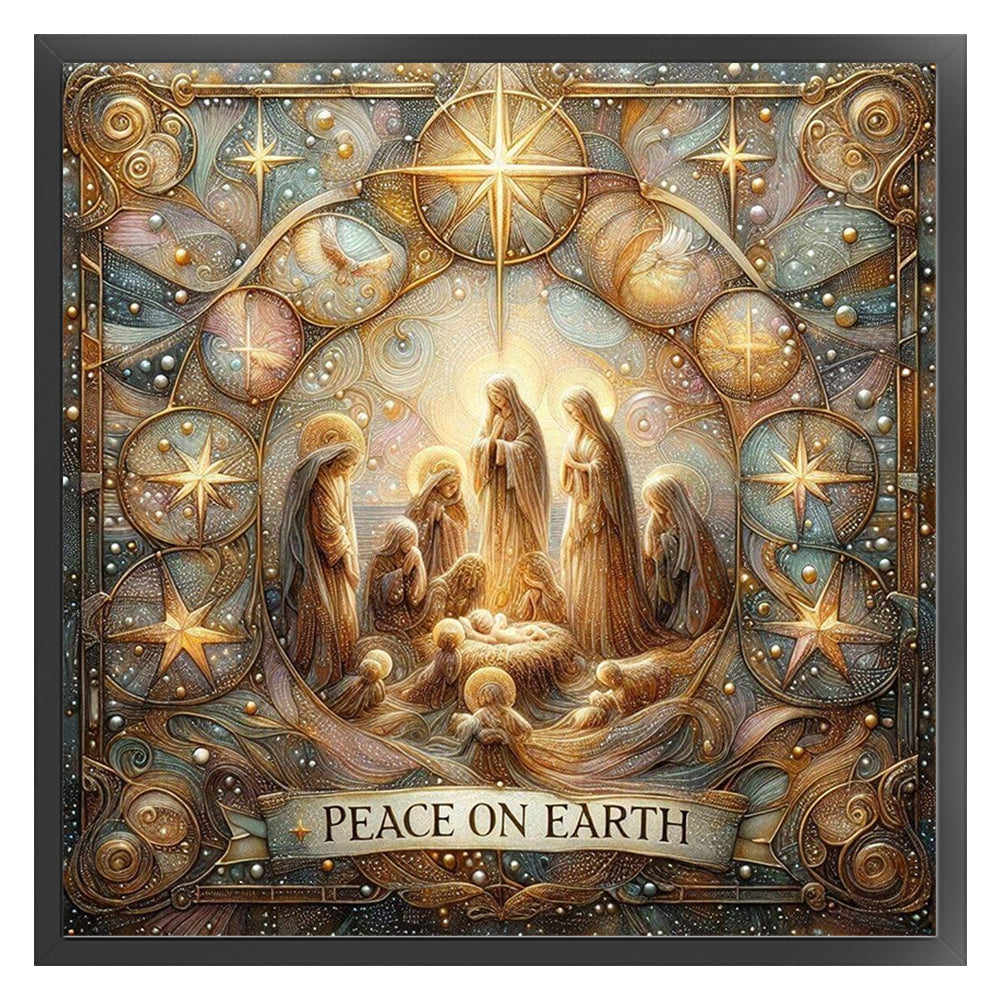 Nativity Cross-Stitch Character Kit - 14CT Stamped Cross Stitch 40*40CM