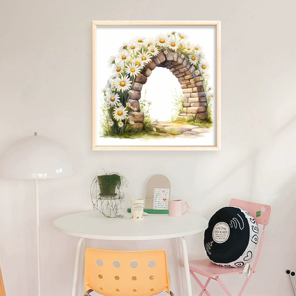 Daisy Arch - 18CT Stamped Cross Stitch 25*25CM