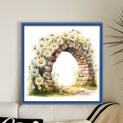 Daisy Arch - 18CT Stamped Cross Stitch 25*25CM