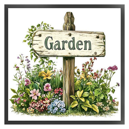 Garden Sign - 18CT Stamped Cross Stitch 25*25CM