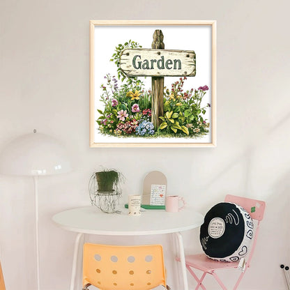 Garden Sign - 18CT Stamped Cross Stitch 25*25CM