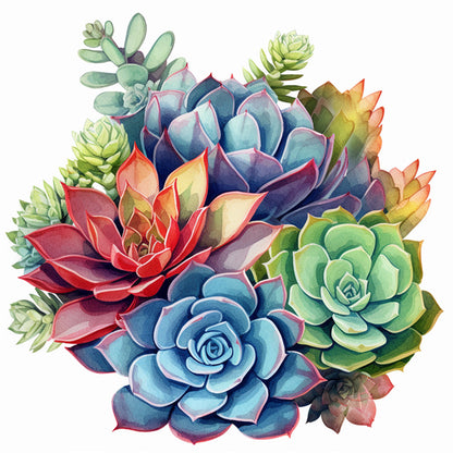 Succulents - 18CT Stamped Cross Stitch 25*25CM