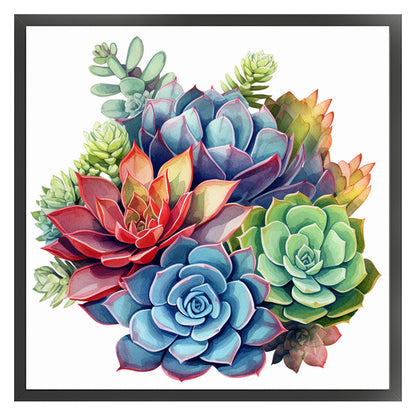 Succulents - 18CT Stamped Cross Stitch 25*25CM