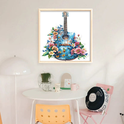 Flower Guitar - 18CT Stamped Cross Stitch 25*25CM
