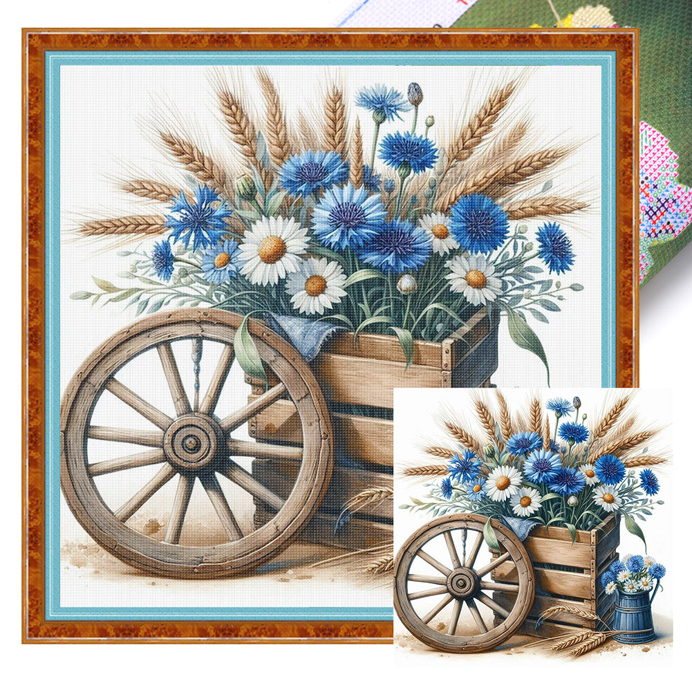 Daisy Carriage - 18CT Stamped Cross Stitch 25*25CM