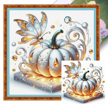 Pumpkin Butterfly - 18CT Stamped Cross Stitch 25*25CM