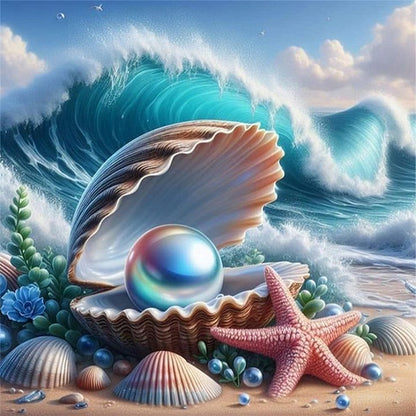 Beach Scenery With Shells - 11CT Stamped Cross Stitch 50*50CM