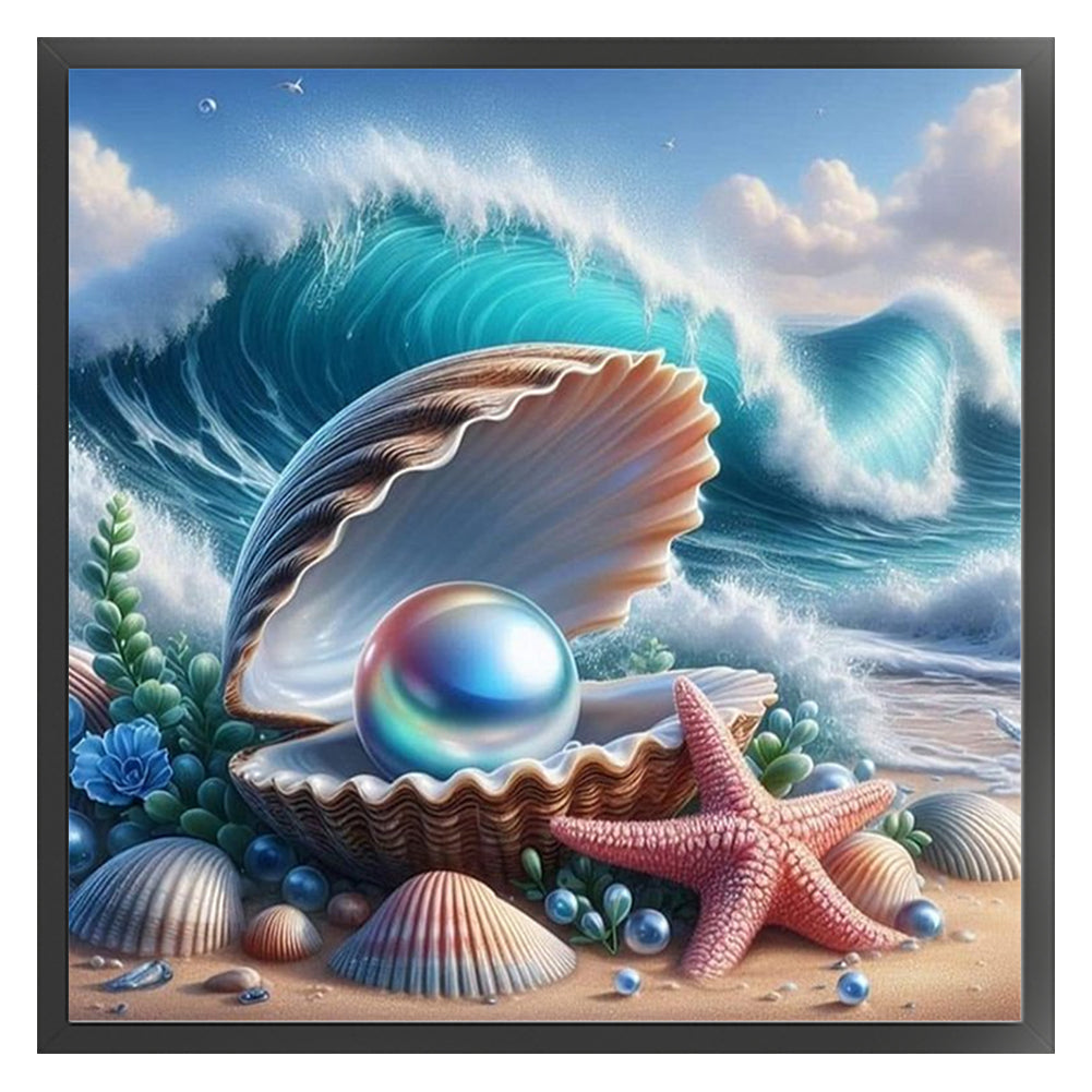 Beach Scenery With Shells - 11CT Stamped Cross Stitch 50*50CM