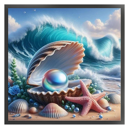 Beach Scenery With Shells - 11CT Stamped Cross Stitch 50*50CM