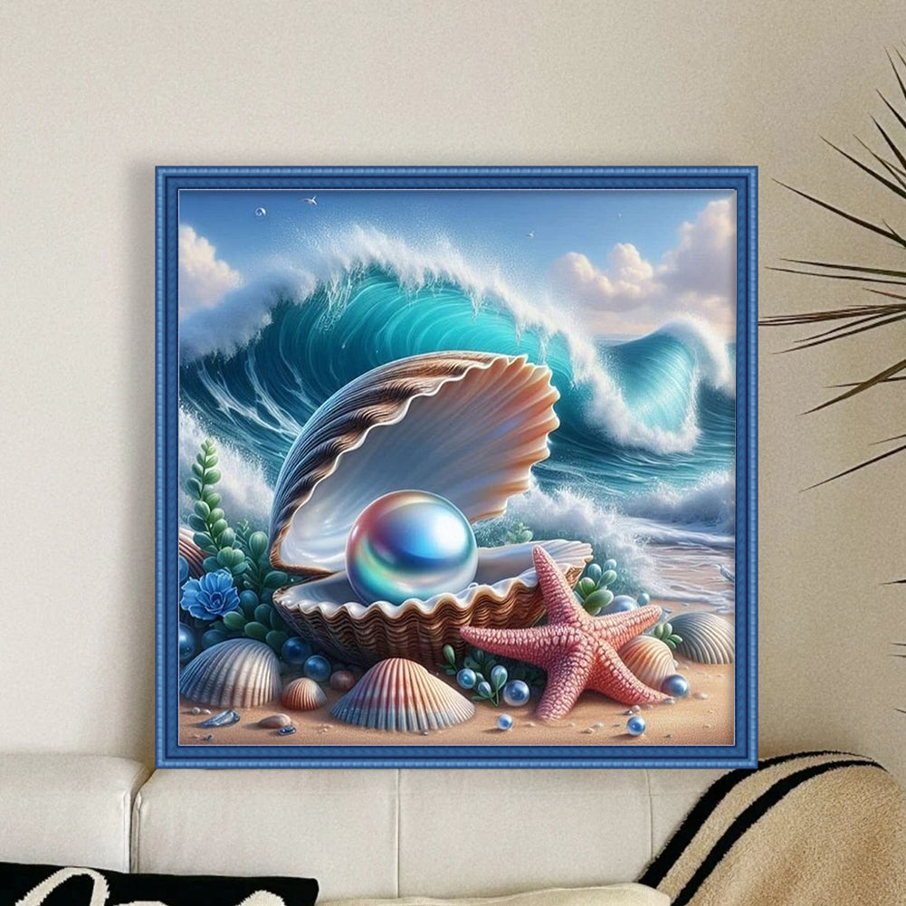 Beach Scenery With Shells - 11CT Stamped Cross Stitch 50*50CM