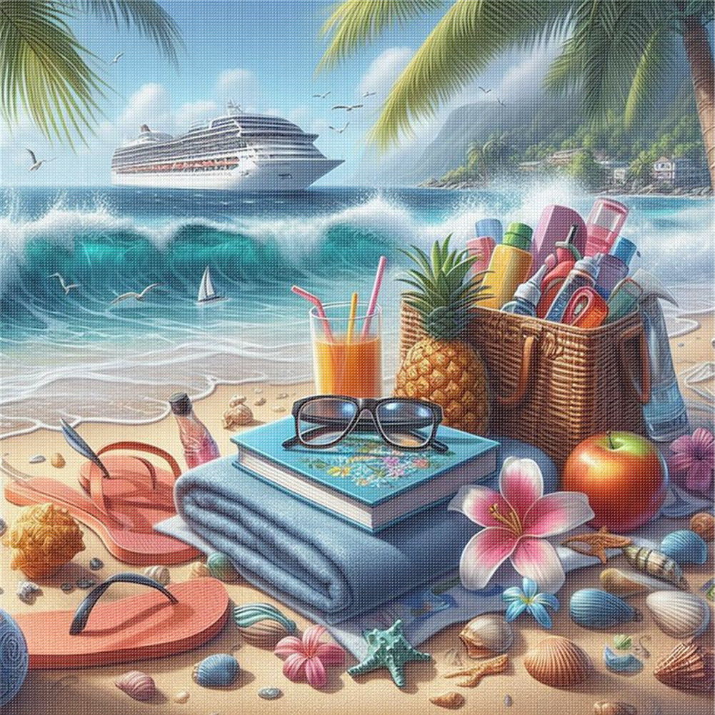 Beach Scenery - 11CT Stamped Cross Stitch 50*50CM