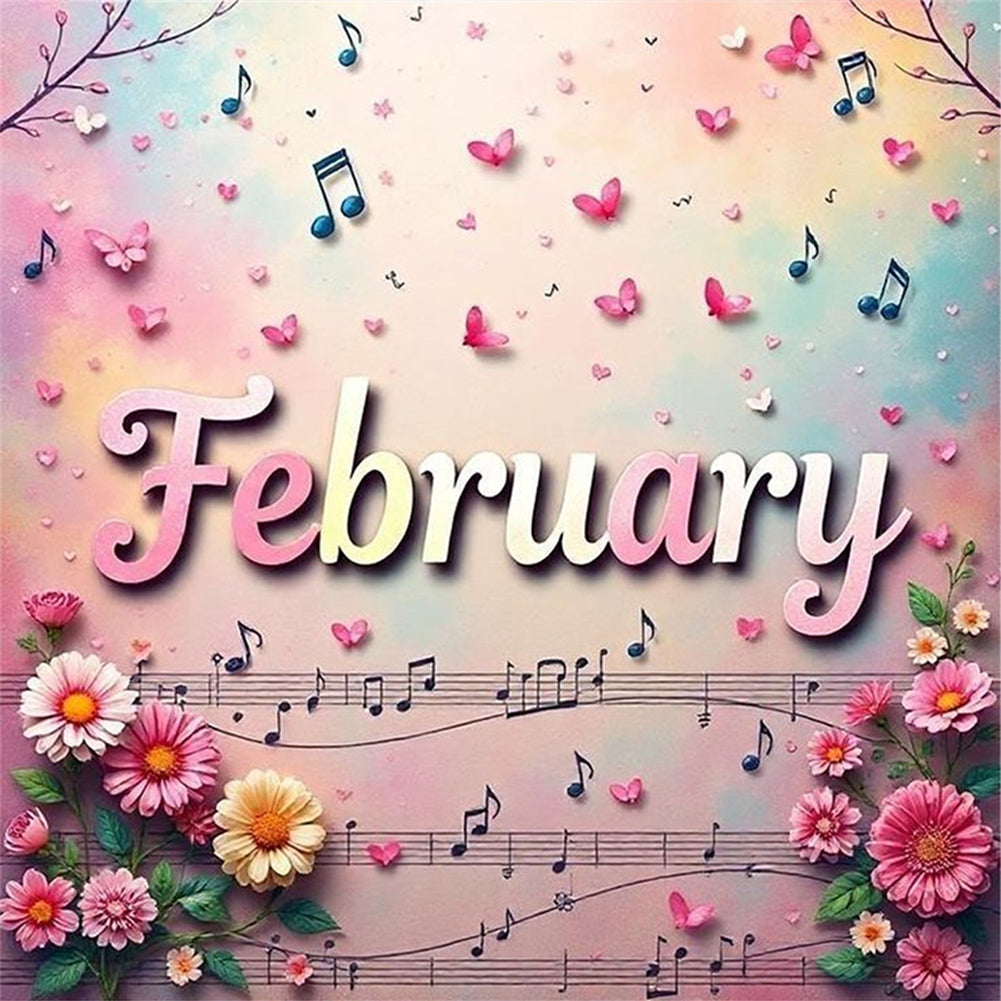 February - 18CT Stamped Cross Stitch 25*25CM