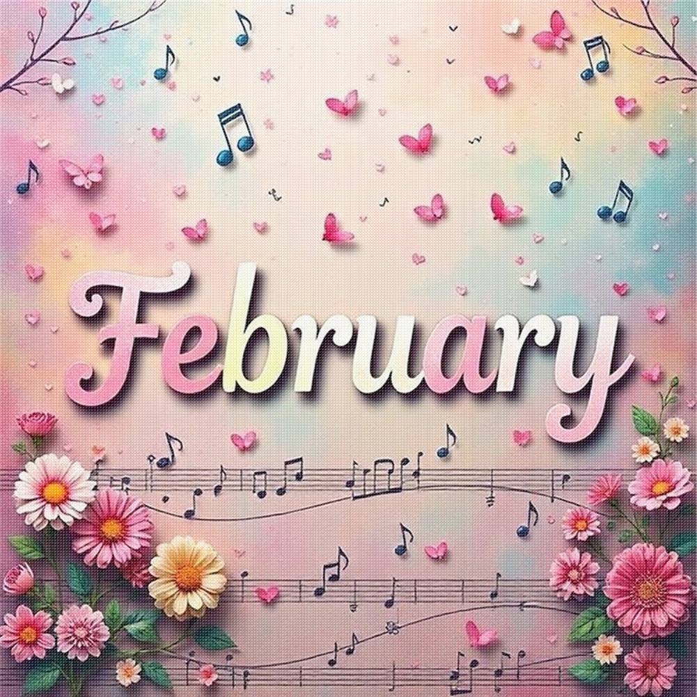 February - 18CT Stamped Cross Stitch 25*25CM