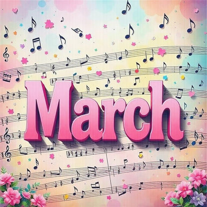 March - 18CT Stamped Cross Stitch 25*25CM