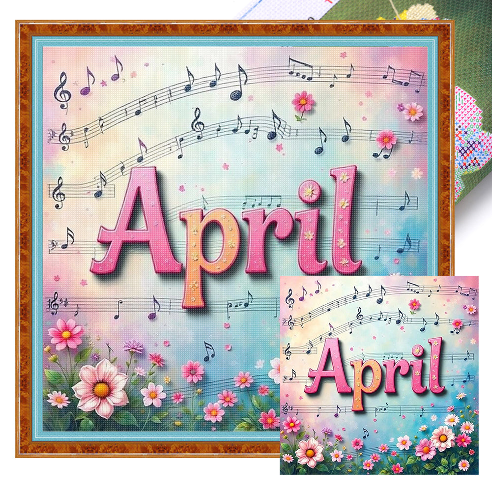April - 18CT Stamped Cross Stitch 25*25CM