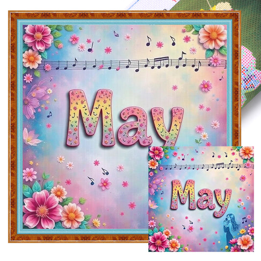 May - 18CT Stamped Cross Stitch 25*25CM