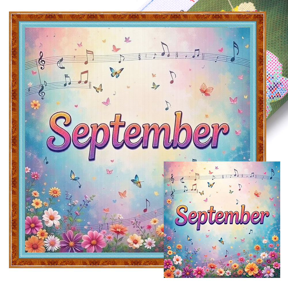 September - 18CT Stamped Cross Stitch 25*25CM