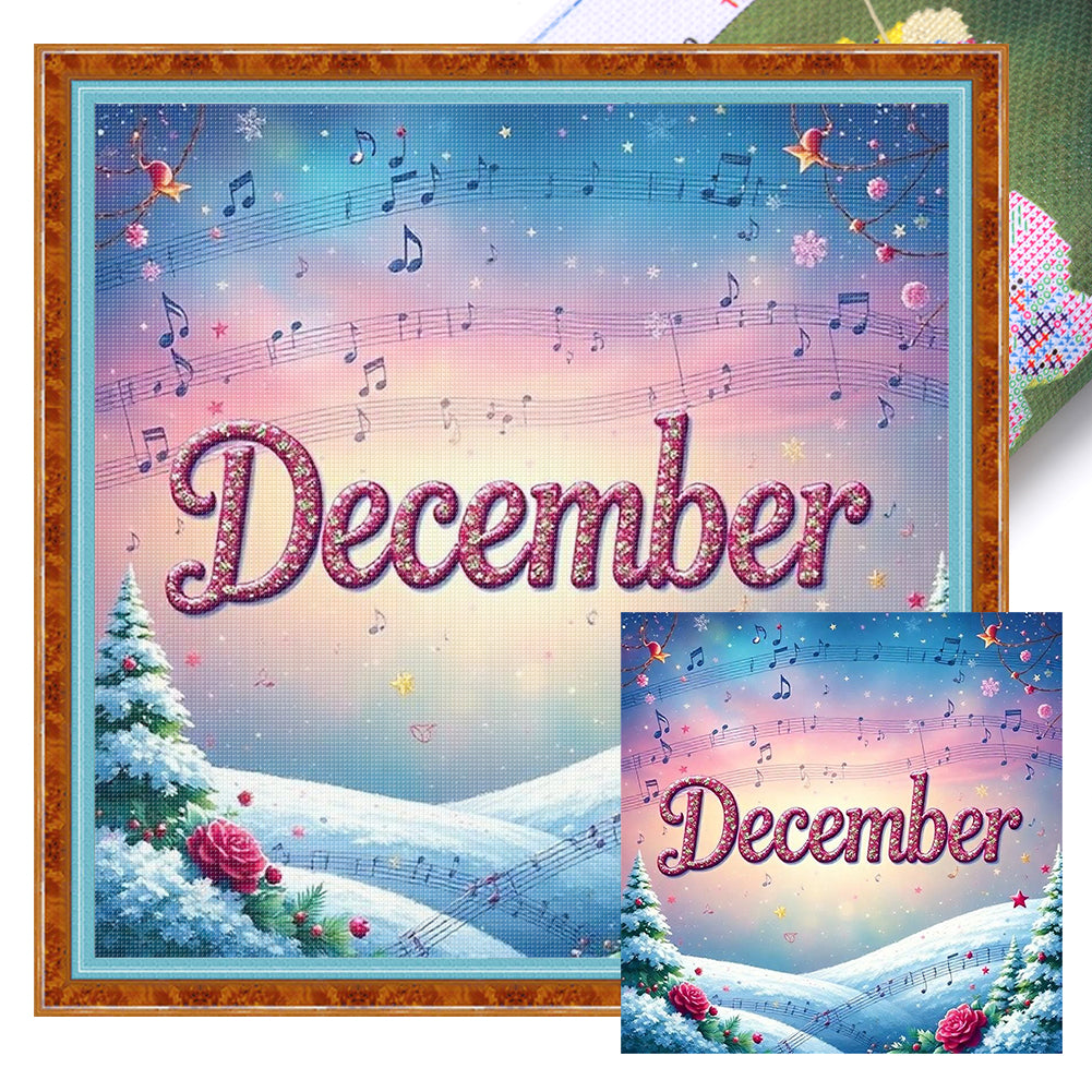 December - 18CT Stamped Cross Stitch 25*25CM