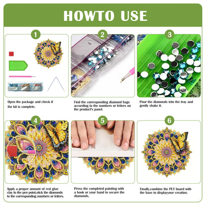 Butterfly Mandala 2D Flat DIY Diamond Art Pendant Wall Decor for Home & Windows
