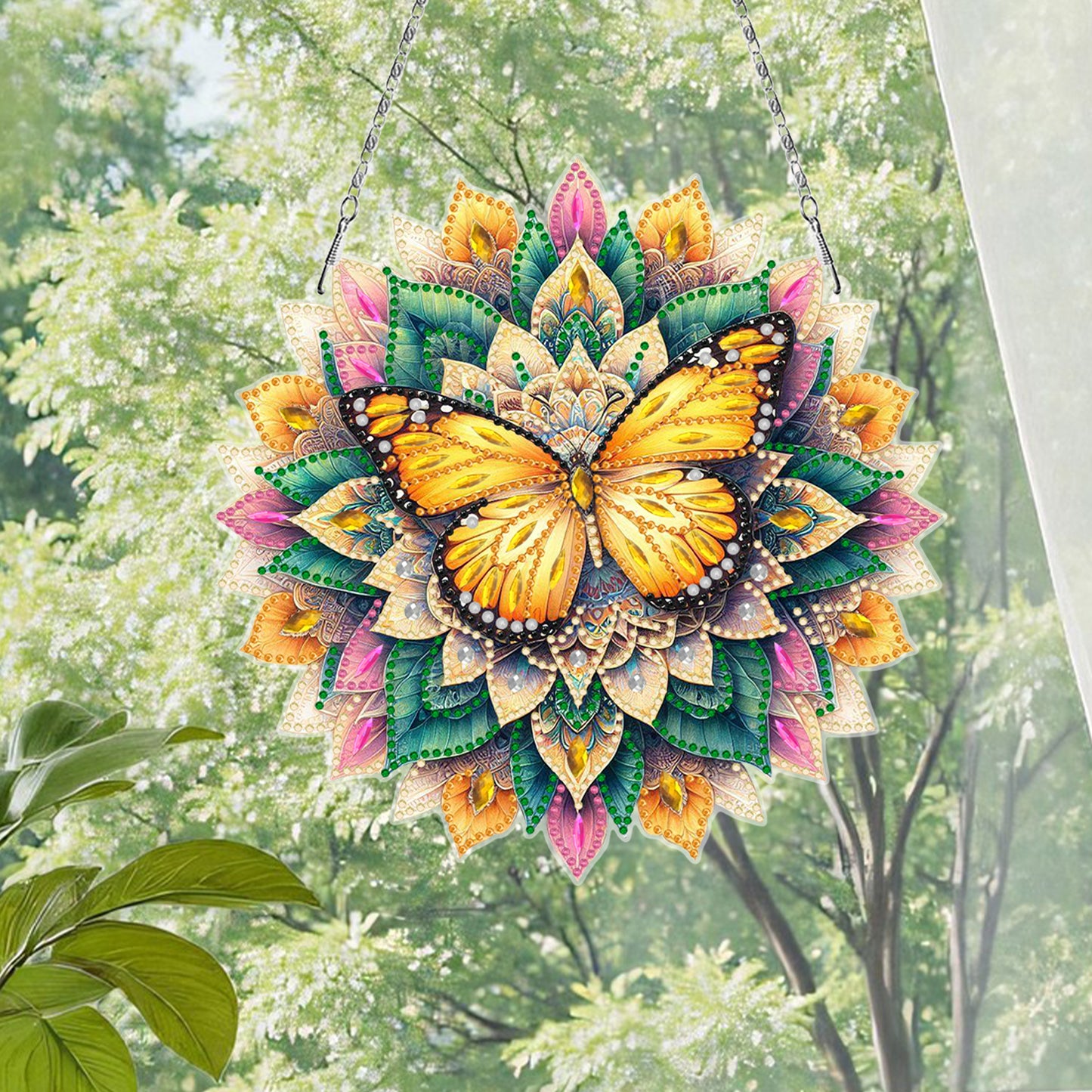 Butterfly Mandala 2D Flat DIY Diamond Art Pendant Wall Decor for Home & Windows