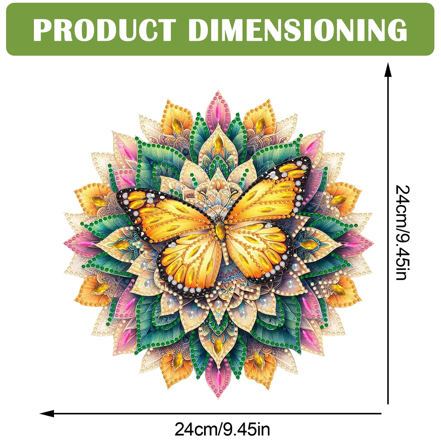 Butterfly Mandala 2D Flat DIY Diamond Art Pendant Wall Decor for Home & Windows