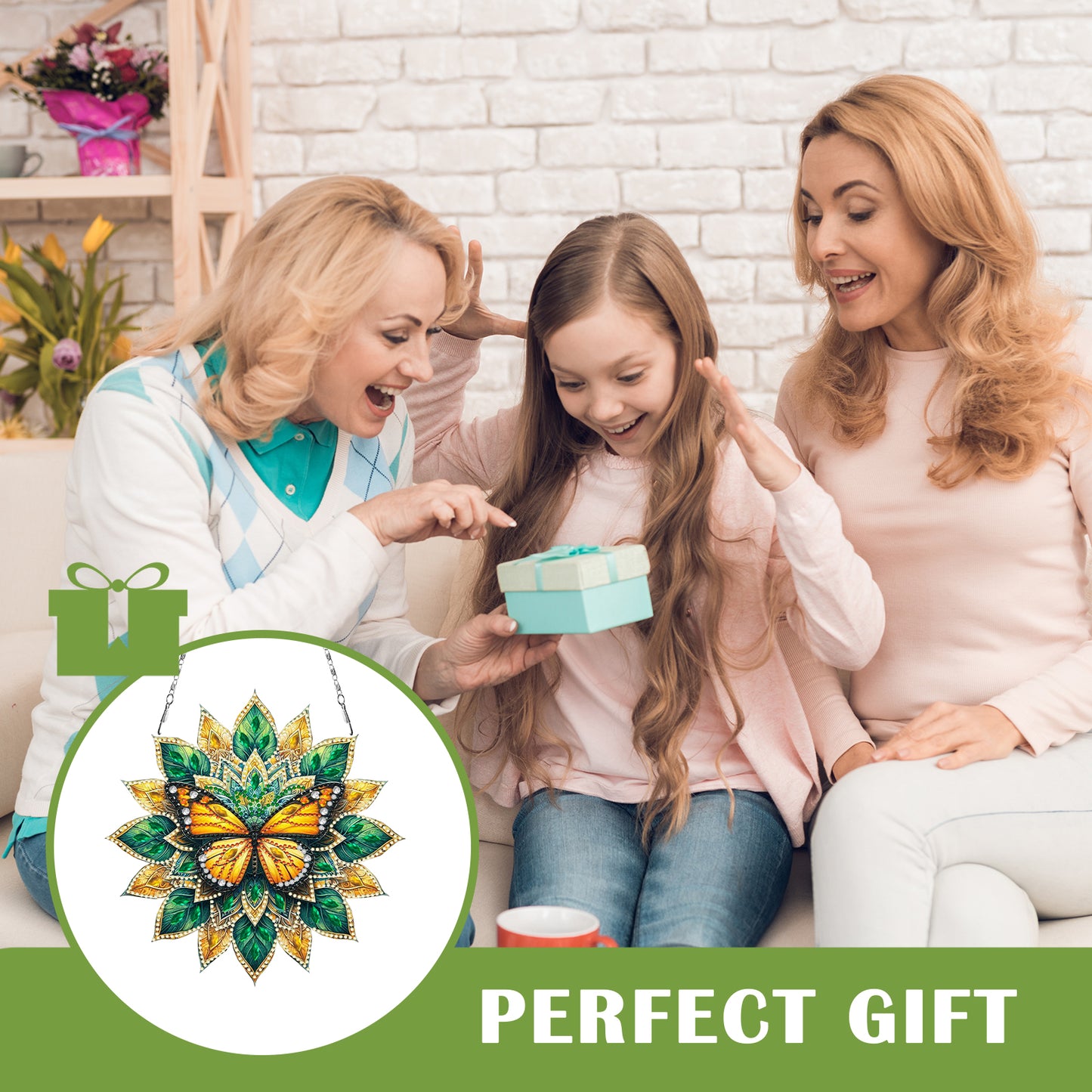 Butterfly Mandala 2D Flat DIY Diamond Art Pendant Wall Decor for Home & Windows