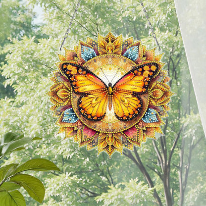 Butterfly Mandala 2D Flat DIY Diamond Art Pendant Wall Decor for Home & Windows
