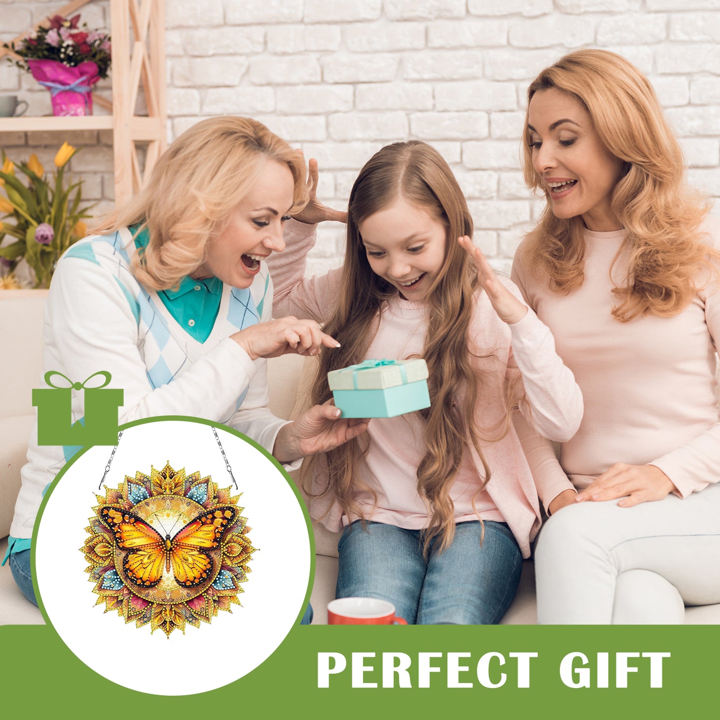 Butterfly Mandala 2D Flat DIY Diamond Art Pendant Wall Decor for Home & Windows