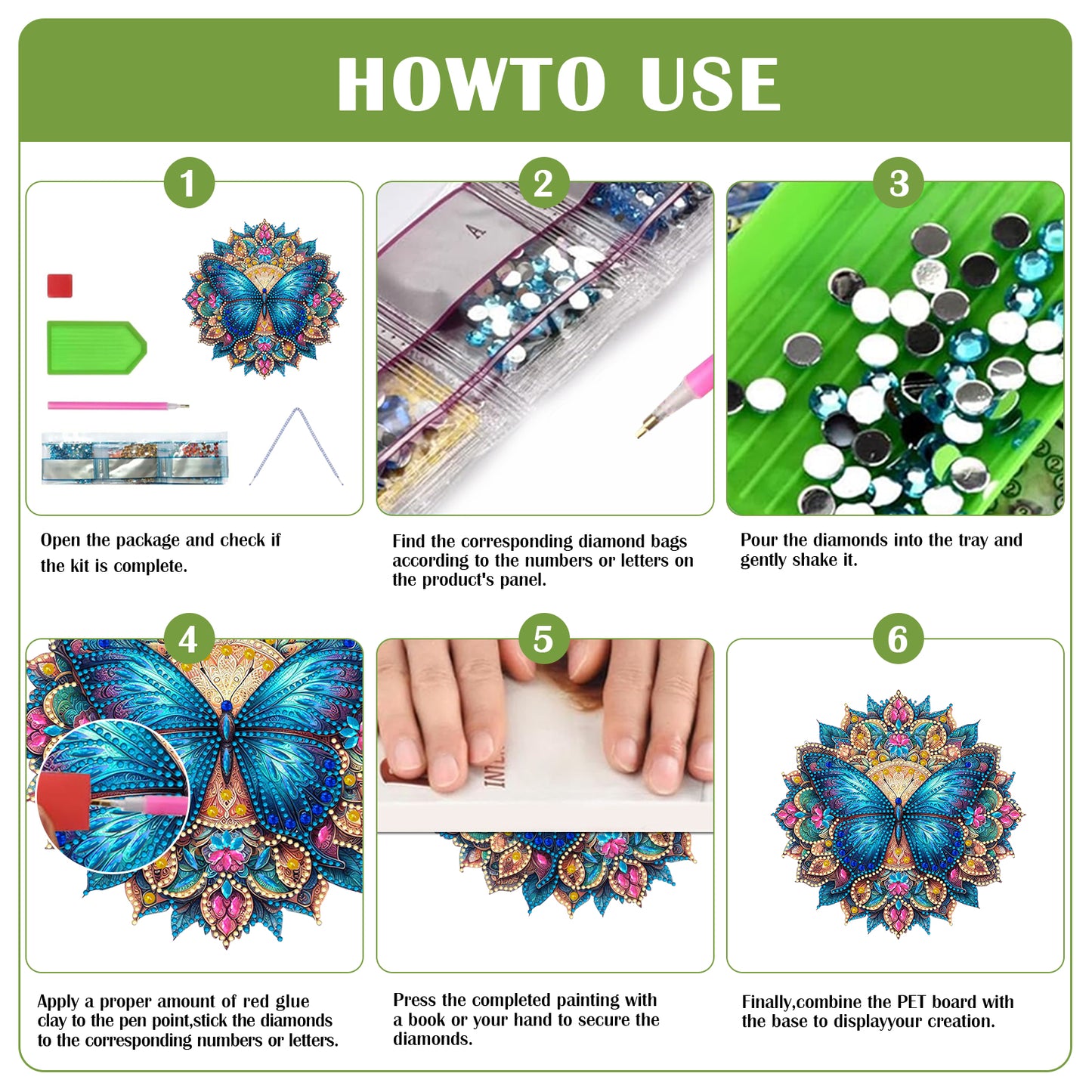 Butterfly Mandala 2D Flat DIY Diamond Art Pendant Wall Decor for Home & Windows