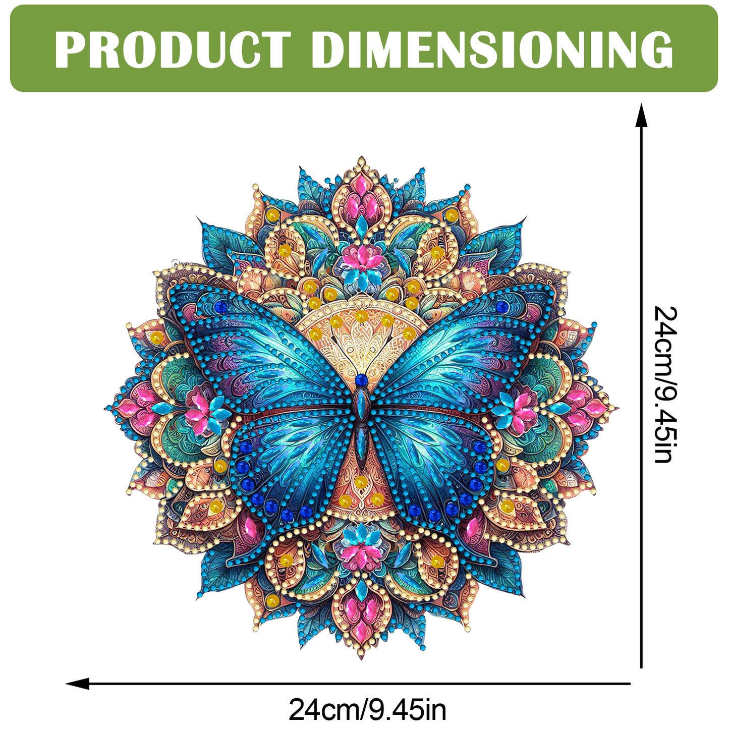 Butterfly Mandala 2D Flat DIY Diamond Art Pendant Wall Decor for Home & Windows