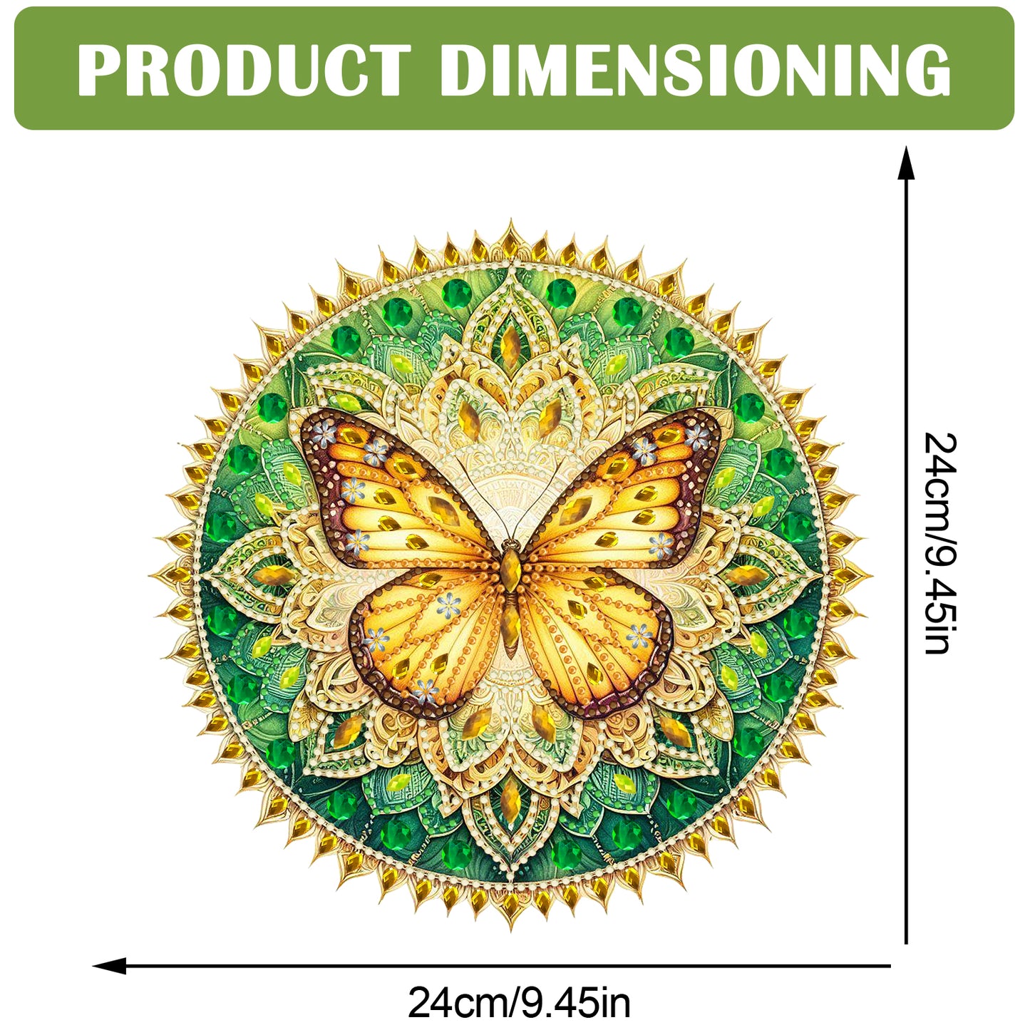 Butterfly Mandala 2D Flat DIY Diamond Art Pendant Wall Decor for Home & Windows