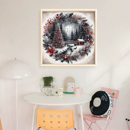 Wreathed Christmas Tree - 11CT Stamped Cross Stitch 40*40CM