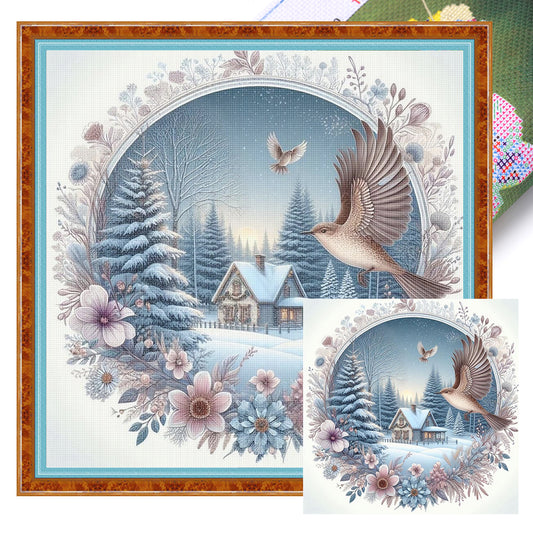Wreathed Cottage - 11CT Stamped Cross Stitch 40*40CM