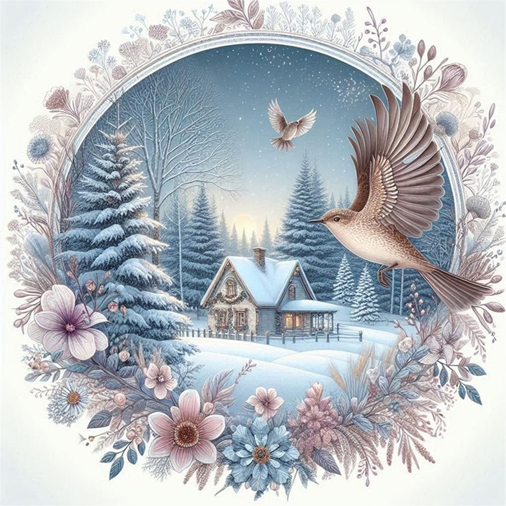 Wreathed Cottage - 11CT Stamped Cross Stitch 40*40CM