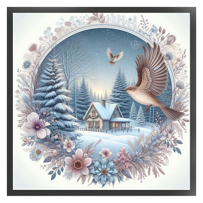 Wreathed Cottage - 11CT Stamped Cross Stitch 40*40CM