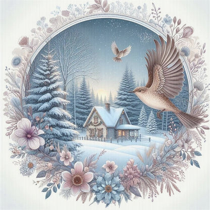 Wreathed Cottage - 11CT Stamped Cross Stitch 40*40CM