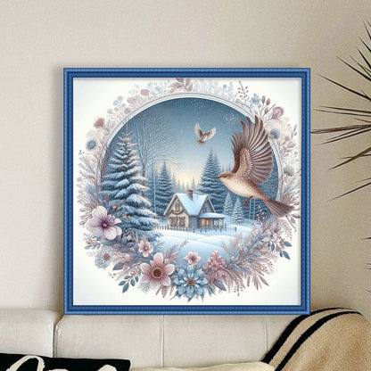 Wreathed Cottage - 11CT Stamped Cross Stitch 40*40CM