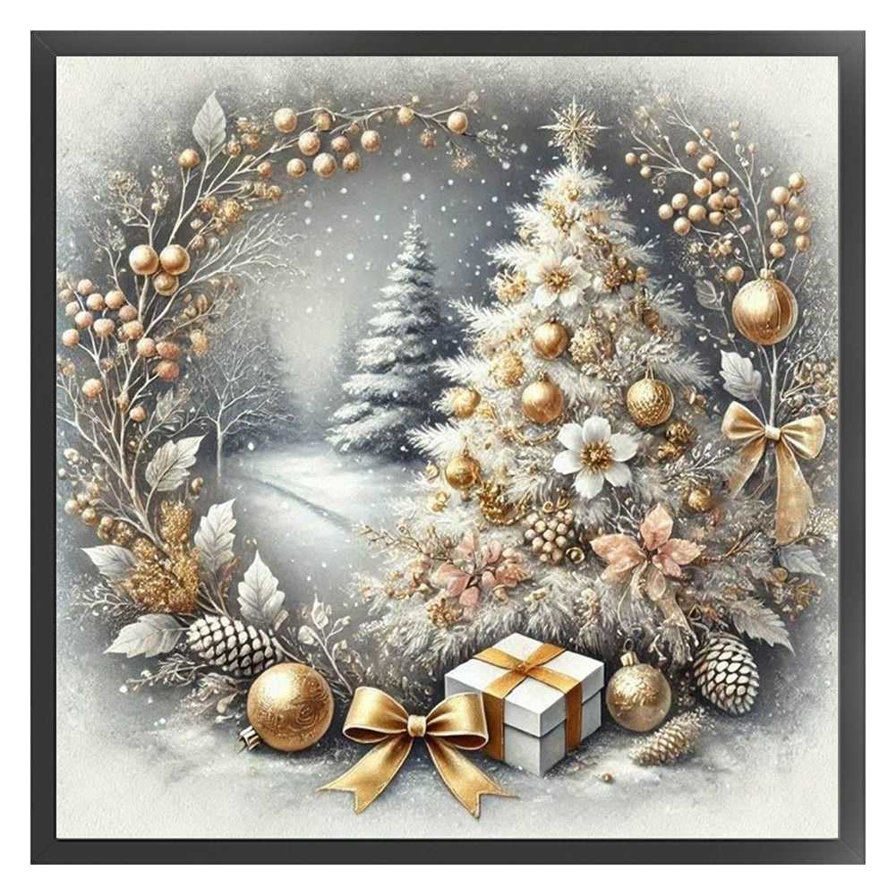 Wreathed Christmas Tree - 11CT Stamped Cross Stitch 40*40CM